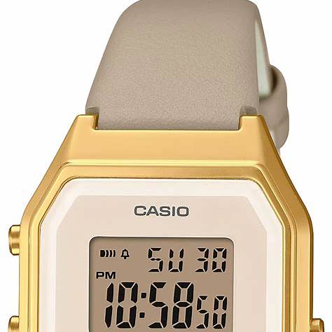 Casio LA680WEGL-5EF Reloj Digital Vintage - Esfera topo, correa de malla de acero inoxidable dorada