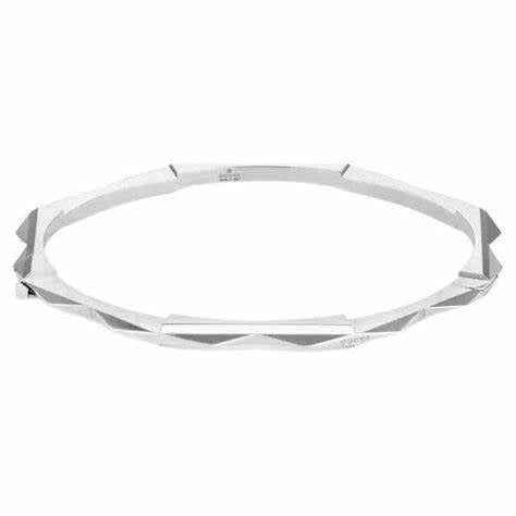 Gucci Link to Love Pulsera de Oro Blanco de 18 Quilates con Tachuelas - 4mm Ancho de Banda
