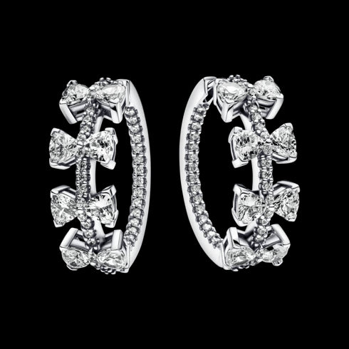 PANDORAPandora 293545C01 Sparkling Bow Row Hoop Earrings – Sterling SilverBIJOUXEcecile