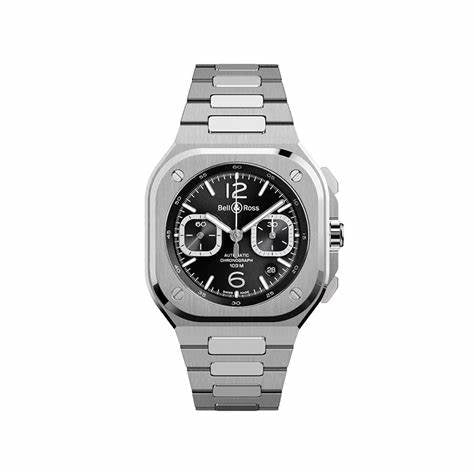 BELL & ROSSBell & Ross BR 05 Chrono Black Steel Men's Automatic Watch BR05C - BLC - ST/SST - Black Dial, Stainless Steel BraceletWATCHESEcecile
