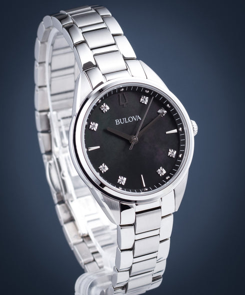 BULOVABulova Sutton 96P198 Women's Watch - Black Mother - of - Pearl Dial, Stainless Steel BraceletWATCHESEcecile