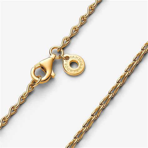 Pandora Infinity Chain Necklace 363052C00-50 - 14k Gold-Plated, Adjustable 50cm