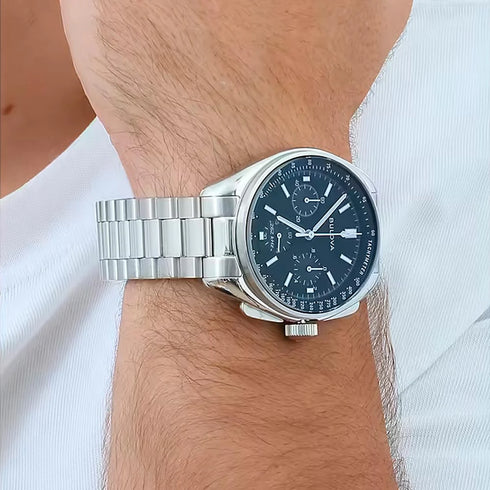 Orologio cronografo Bulova Lunar Pilot 96A299 Uomo - Quadrante nero, bracciale in acciaio inossidabile