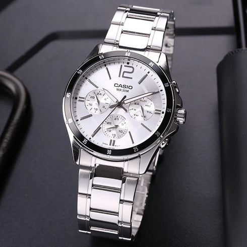 CASIO & VINTAGECasio MTP - 1374D - 7A2VDF Men's Stainless Steel Watch – Silver DialWATCHESEcecile