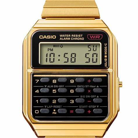 CASIO & VINTAGECasio Vintage CA - 500WEG - 1AEF Unisex Watch - Calculator, Black Dial, Stainless Steel BraceletWATCHESEcecile