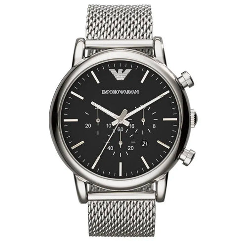 Emporio Armani AR1808 Montre chronographe classique pour hommes - cadran noir, 46 mm