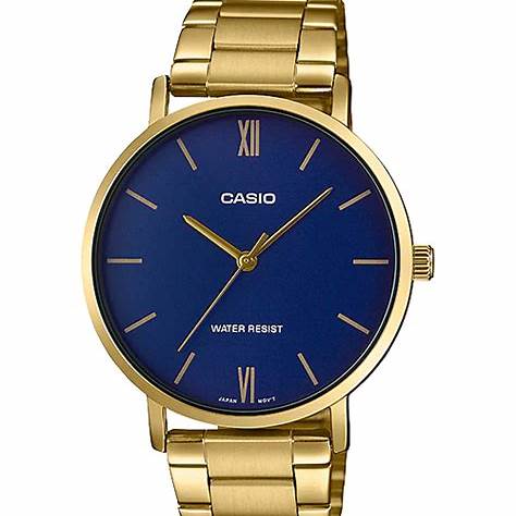 CASIO & VINTAGECasio MTP - VT01G - 2BUDF Men's Analog Watch – Blue Dial with Gold - Tone Stainless Steel BraceletWATCHESEcecile