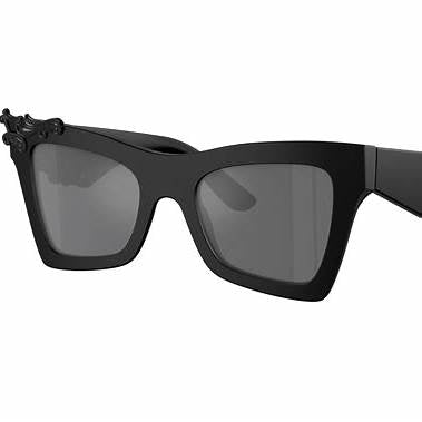 Dolce & Gabbana DG4434 25256G Lunettes de soleil œil de chat pour femme - monture noire mate, verres miroirs gris