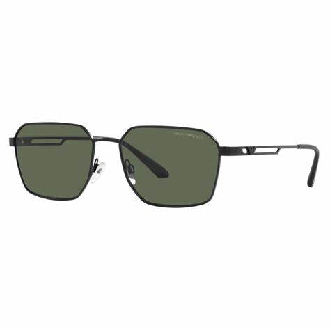 Emporio Armani EA2140 3001/71 Occhiali da sole unisex - Montatura nera opaca, lenti verde scuro, 57mm
