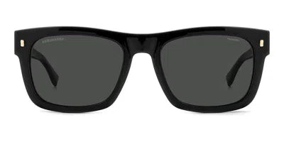 Dsquared2 D2 0100/CS Eyeglasses with Clip-On – Black Acetate, 55mm
