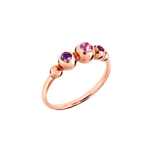 Anello DoDo Bollicine DAC3006BOLLIZRI9R55 - Oro rosa 9K con zaffiro rosa, rubino e ametista, misura 55