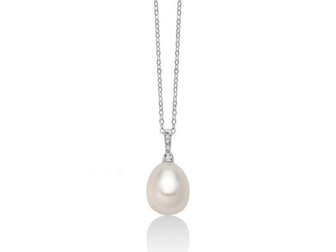 MILUNAMiluna PCL5793 Women's Necklace - 18K White Gold with White Pearl and Diamond DetailsJEWELRYEcecile