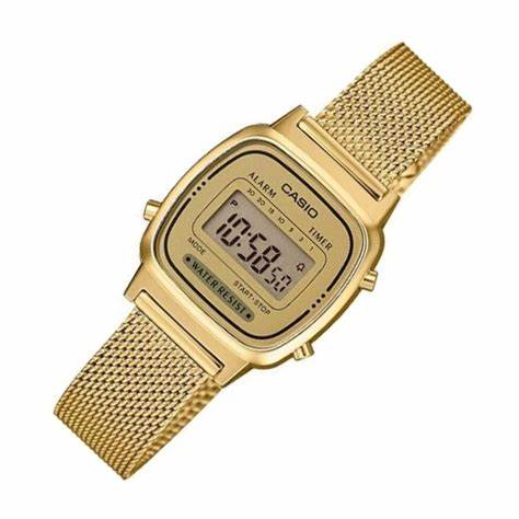 CASIO & VINTAGECasio LA670WEMY - 9EF Women's Digital Watch - Gold - Tone, Mesh BandWATCHESEcecile
