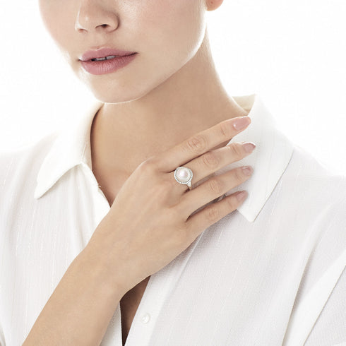 MAJORICAMajorica 15879 Women's Silver Ring with Grey Pearl & CZ AccentsBIJOUXEcecile