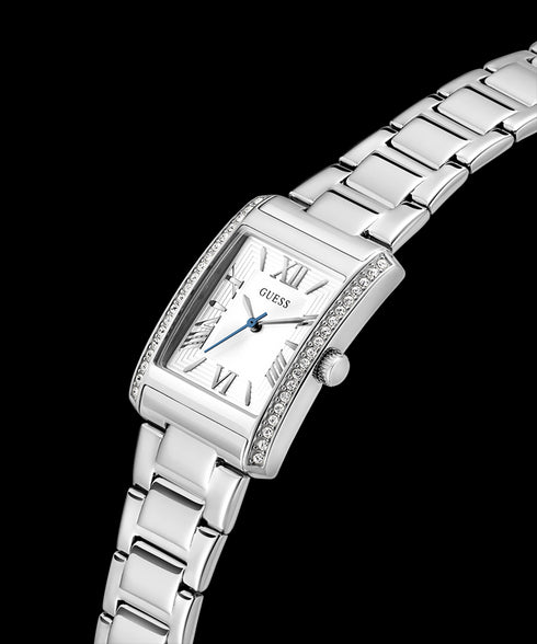 Guess Bonnie GW0874L1 Women’s Silver‑Tone Tank Watch – 27 mm