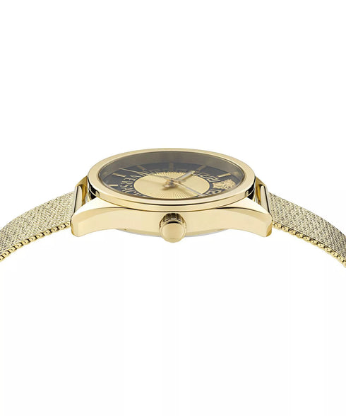 Versace VE8A00424 V-Circle Women’s Quartz Watch – Gold PVD, Black Dial, 36 mm