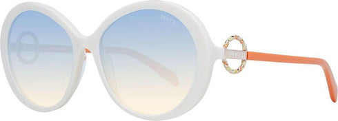 Emilio Pucci EP0164 5825P Lunettes de soleil rondes pour femme - monture en acétate blanc, verres dégradés multicolores, Ø 58mm