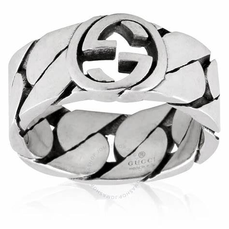Anillo Gucci Interlocking G Plata de Ley 8mm - Talla 6