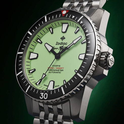 ZODIACZodiac Super Sea Wolf Pro - Diver ZO3560 Men's Automatic Watch - Fully Luminous Dial, Stainless Steel BraceletWATCHESEcecile