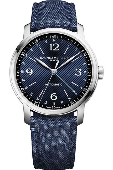 BAUME&MERCIERBaume & Mercier Classima MOA10735 Men's Manual - Winding Watch – 42mm Stainless Steel Case, Blue Skeleton Dial, Blue Canvas StrapWATCHESEcecile