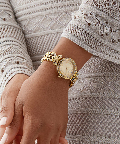 Guess Ribbon GW0838L2 Women’s Gold-Tone Watch – 30 mm, Crystal Accents
