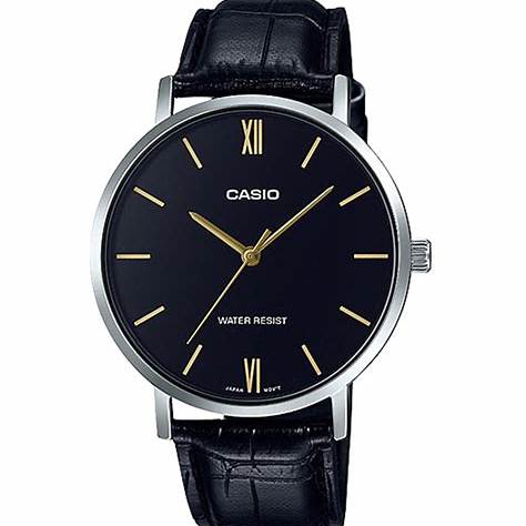 CASIO & VINTAGECasio MTP - VT01L - 1BUDF Men's Quartz Watch - Black Dial, Black Leather BandWATCHESEcecile