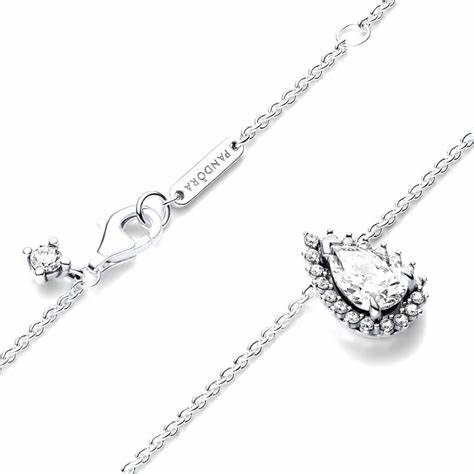 PANDORAPandora 392832C01‑45 Timeless Sparkling Pear Halo Sterling Silver Necklace – 45 cmBIJOUXEcecile