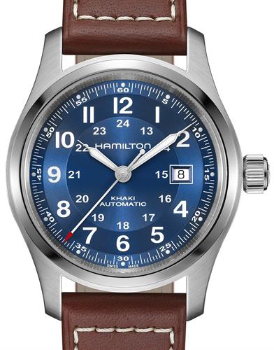 HAMILTONHamilton Khaki Field Auto H70605540 – 42mm Blue Dial, Leather Strap, 80h PowerWATCHESEcecile