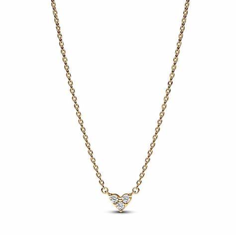 Pandora 363014C01-45 Collar Corazón Triple Piedra - Chapado en Oro 14k, 45 cm