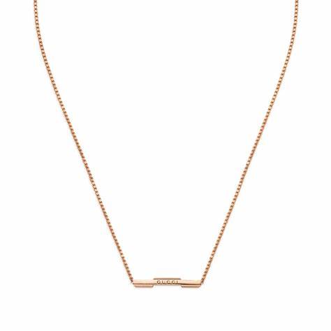 Gucci Link to Love Collier à barrette gravée en or rose 18ct - Modèle YBB662108002