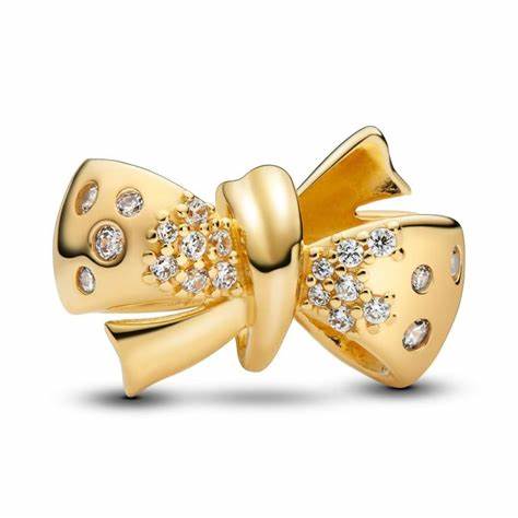 PANDORAPandora 763442C01 Sparkling Bow Charm - 14k Gold - Plated, Cubic ZirconiaBIJOUXEcecile