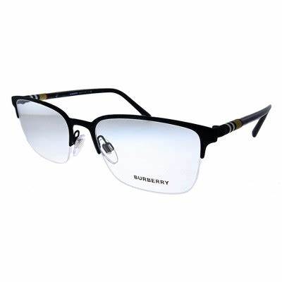 Burberry BE 1323 1213 54 Men's Eyeglasses - Black Rubber Semi-Rimless Rectangle Fram