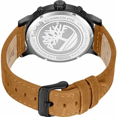 Timberland Pancher Men's Multifunction Watch TDWGF0028902 – Black Case, Brown Leather Strap