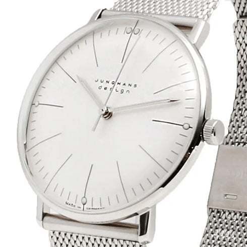 JUNGHANSJunghans Max Bill Handaufzug Men's Watch 027/3004.46 – 34mm Stainless Steel Case, Matte Silver - Plated Dial, Milanaise BraceletWATCHESEcecile