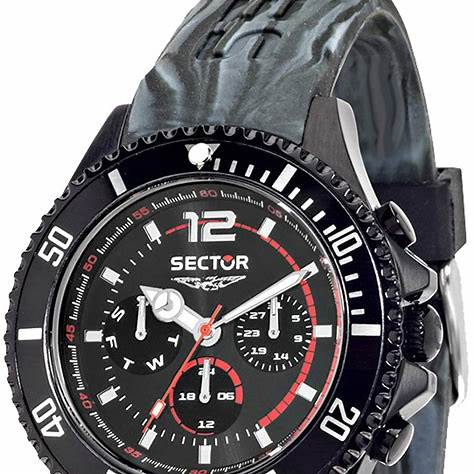 Sector 230 R3251161017 Men's Chronograph Quartz Watch - 43mm Black Dial, Black Rubber Strap