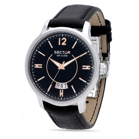 Sector 640 R3251593003 Reloj de cuarzo para hombre - 42mm Esfera negra, correa de piel negra