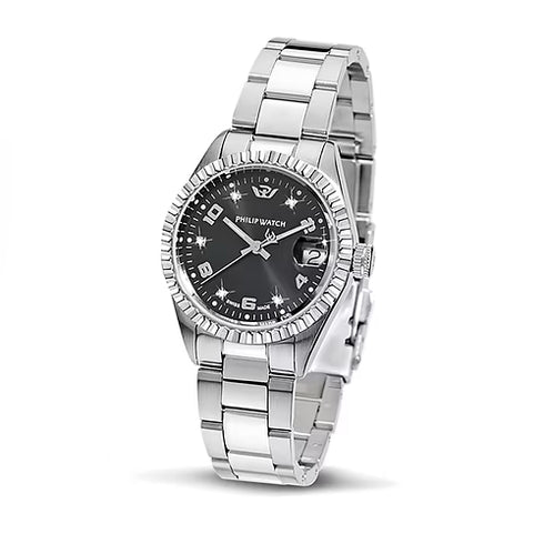 Philip Watch R8253597559 Caribe Damenuhr - 31mm, schwarzes Zifferblatt, Diamantmarkierungen