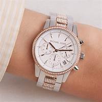 Michael Kors MK6651 Montre chronographe bicolore Ritz pour femme avec accents en cristal