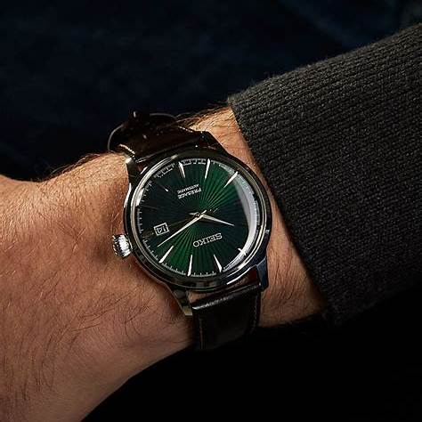 SEIKOSeiko Presage SRPD37J1 Men's Automatic Watch - Green Dial, Brown Leather StrapWATCHESEcecile