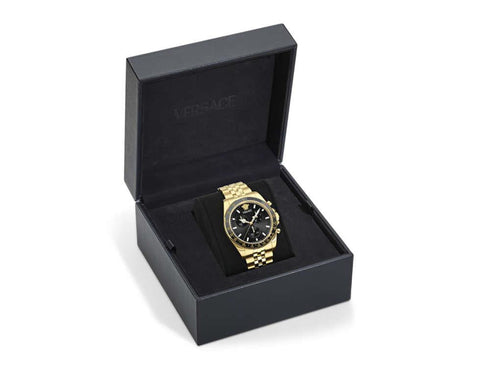 Versace VE0H00525 Greca Chrono Wave Men’s Chronograph – Gold & Black, 43 mm