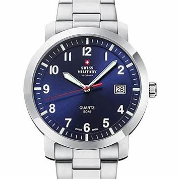SWISS MILITARYSwiss Military SM34083.09 Men's Analog Quartz Watch - Stainless Steel with Blue DialWATCHESEcecile