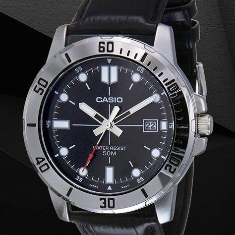 CASIO & VINTAGECasio MTP - VD01 - 1EVUDF Men's Analog Watch - Black Resin Band, Black DialWATCHESEcecile