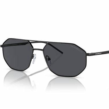 Emporio Armani EA2147 3001/87 Occhiali da sole da uomo - Montatura nera opaca, lenti grigio scuro, 58mm