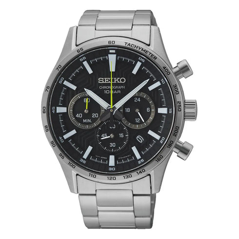 Seiko SSB419P1 Reloj Cronógrafo de Cuarzo para Hombre - 39.5mm Acero Inoxidable, Esfera Negra