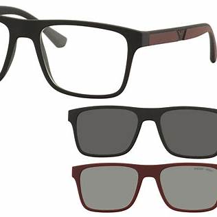 Emporio Armani EA4115 5042-1W 54 Men's Eyeglasses - Matte Black Frame with Interchangeable Clip-On Lenses