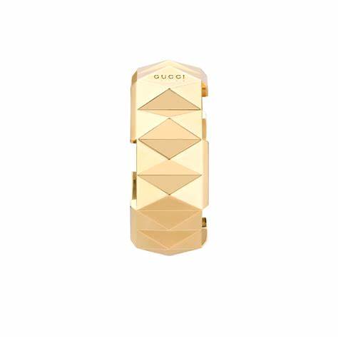 Gucci Link to Love Bague cloutée en or jaune 18ct - Taille 6