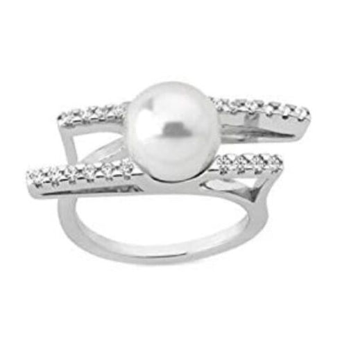MAJORICAMajorica 15179.01.2.915.010.1 Women’s Ring – Rhodium - Plated Silver, Simulated Pearl, Cubic ZirconiaBIJOUXEcecile
