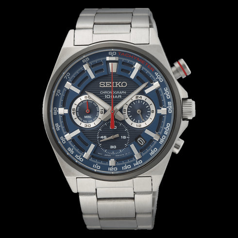 SEIKOSeiko SSB407P1 Men's Chronograph Watch - Stainless Steel, Blue DialWATCHESEcecile