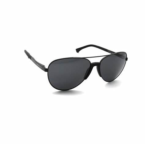 Emporio Armani EA2059 3203/87 Occhiali da sole da uomo - Montatura nera opaca, lenti grigie, 61mm
