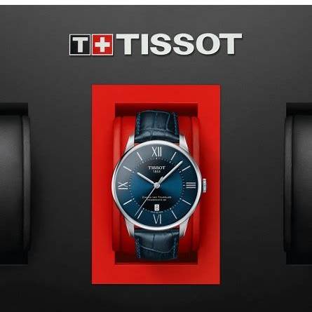 TISSOTTissot Chemin des Tourelles Powermatic 80 Men's Watch - Blue Dial, Stainless Steel Case, Blue Leather StrapWATCHESEcecile